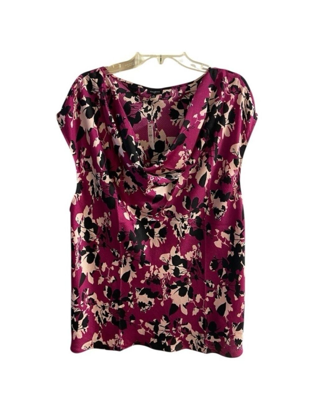 Talbots Floral Blouse Sleeveless Pink and Black 2X new